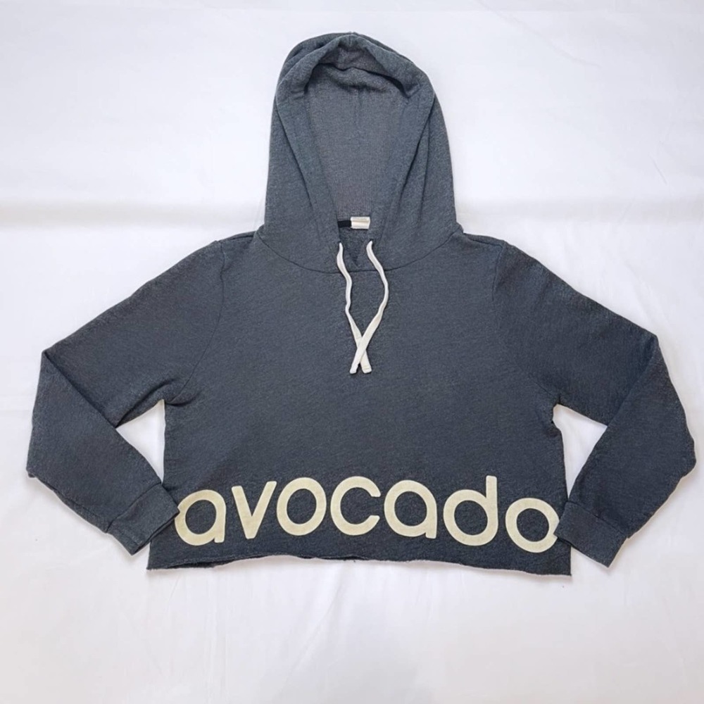 Avocado Active | Grey Atheltic Oversized Cropped Raw Hem Hoodie S - Picture 2 of 11